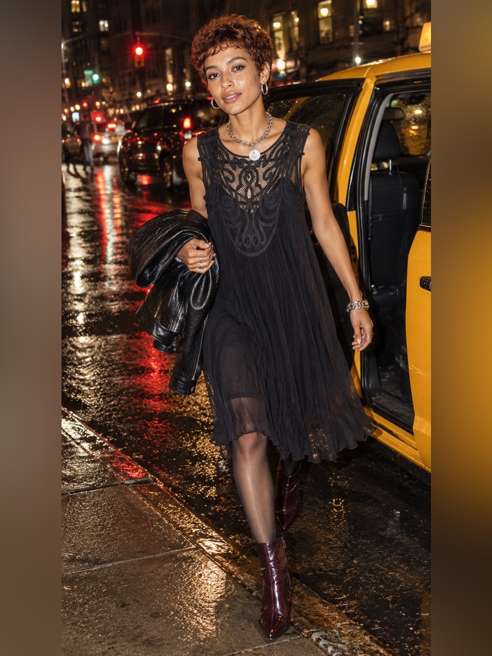 Whimsygoth Romantic Flapper Style Sheer Chiffon Dress Intricate crochet design 4